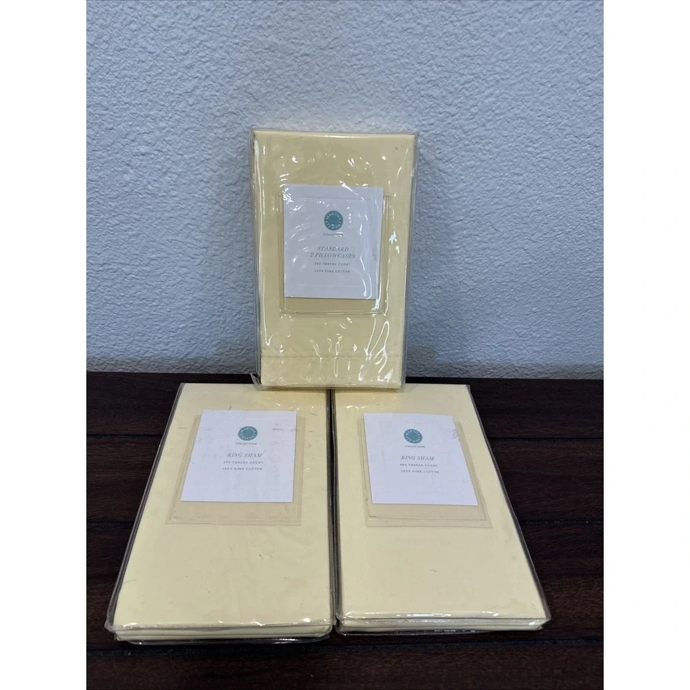 MARTHA STEWART 2007 Set - 2 King Shams & 2 Standard Pillow Cases Daffodil NWT